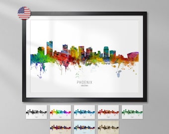 Phoenix Skyline Arizona, Cityscape Art Print Poster YX (6739)