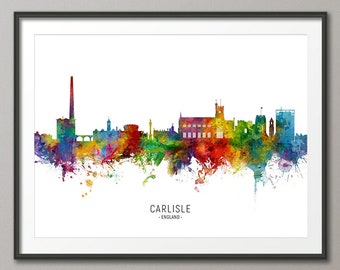 Carlisle Skyline England, Cityscape Painting Art Print Poster CX (6607)