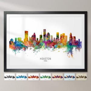 Houston Skyline Texas, Cityscape Painting Art Print Poster CX (6566)