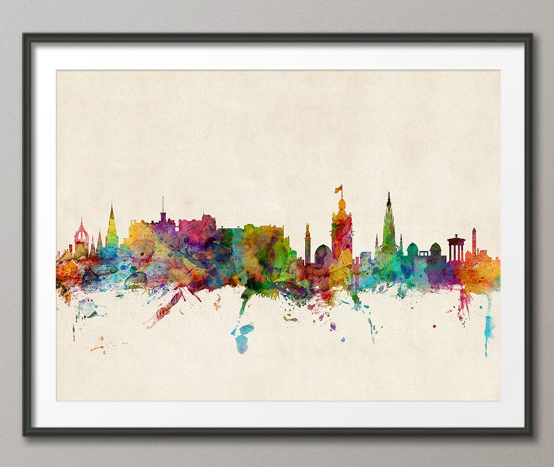 Edinburgh Skyline Edinburgh Scotland Cityscape Art Print Etsy
