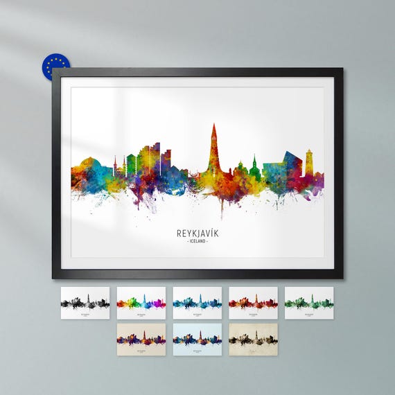 Reykjavik Cityscape Iceland, Skyline Poster Print ZX (14789