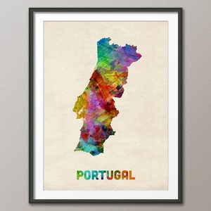 Portugal Watercolor Map, Art Print (998)