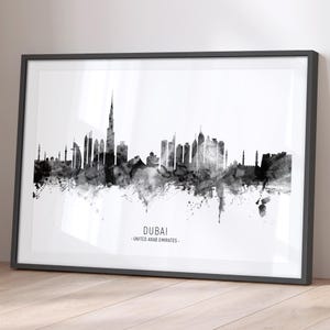 Dubai Skyline United Arab Emirates, Cityscape Painting Art Print Poster BX (11459)