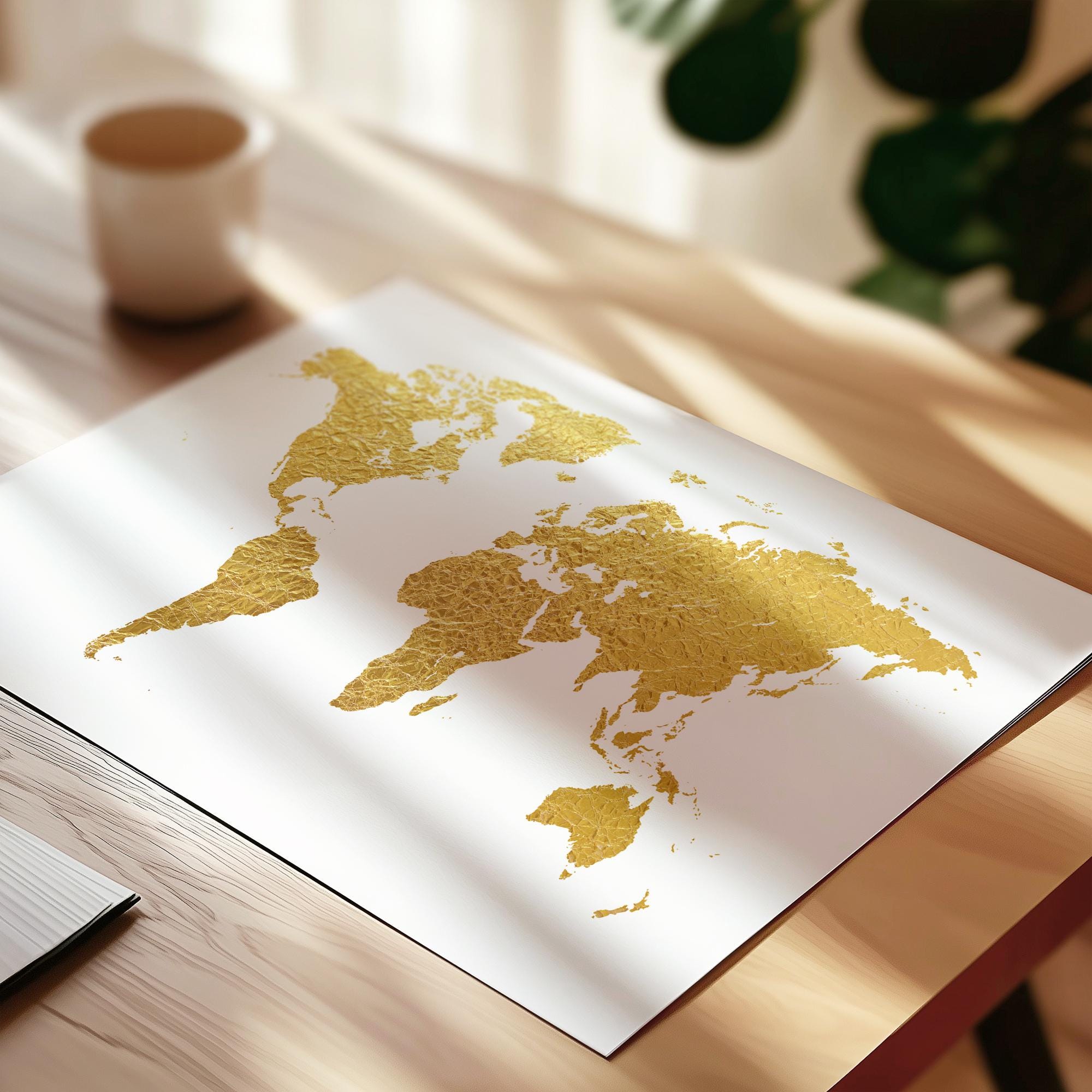 Gold World Map Wall Art, Print Poster WM (2465) - Etsy 日本