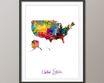 USA Map - Country Map of United States of America - Art Print ...