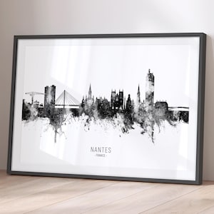 Nantes Skyline France, Cityscape Painting Art Print Poster BX (17506)