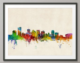 Impresión artística del horizonte de Phoenix, paisaje urbano de Phoenix, Arizona (157)