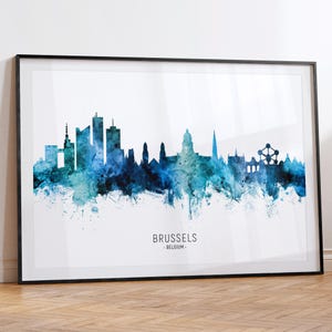 Brussels Cityscape Belgium, Skyline Wall Art Poster Print RX (20682)