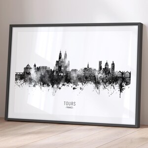 Ligne d'horizon de Tours France, impression d'art peinture paysage urbain Poster BX (32575)