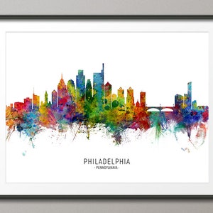 Philadelphia Skyline Pennsylvania, Cityscape Painting Art Print Poster CX (6774)