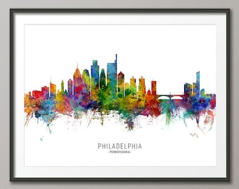 Philadelphia Skyline Pennsylvania, Cityscape Painting Art Print Poster CX (6774)