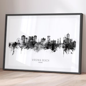 Virginia Beach Skyline Virginia, Cityscape Painting Art Print Poster BX (22805)