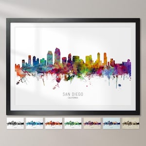 San Diego Skyline California, Cityscape Painting Art Print Poster CX (6744)