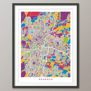 Mendoza Map, Mendoza Argentina City Map, Art Print (4489)