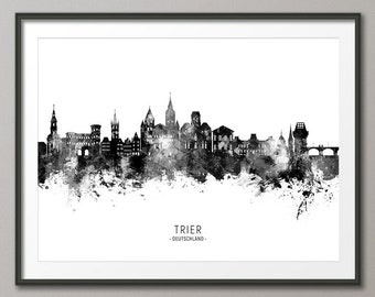 Trier Skyline, Trier Deutschland Cityscape Art Print Poster (26814)