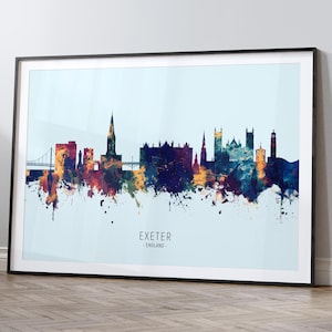 Exeter Skyline England, Cityscape Painting Art Print Poster HX (12083)