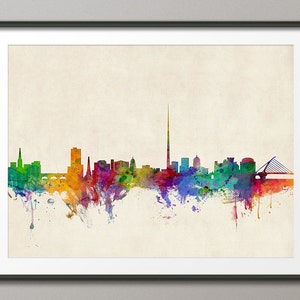 Dublin Skyline, Dublin Ireland (Eire) Cityscape Art Print (318)
