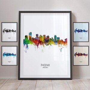 Skyline de Phoenix, impression d'art paysage urbain de Phoenix en Arizona, portrait px (5089)