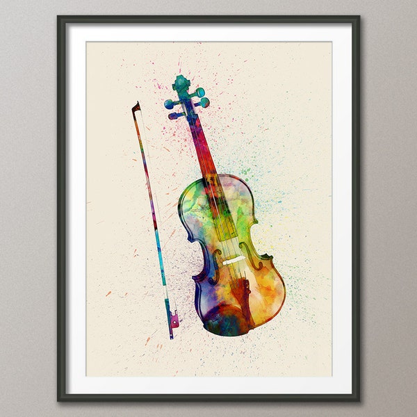 Violin Abstract Watercolor Music Instrument Art Print (1988)