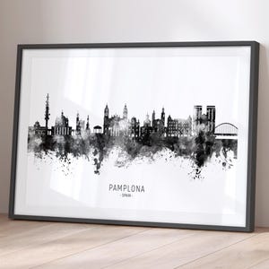 Pamplona Skyline Spain, Cityscape Painting Art Print Poster BX (24290)