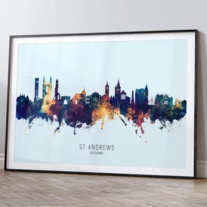 St Andrews Skyline Scotland, Cityscape Painting Art Print Poster HX (12088)