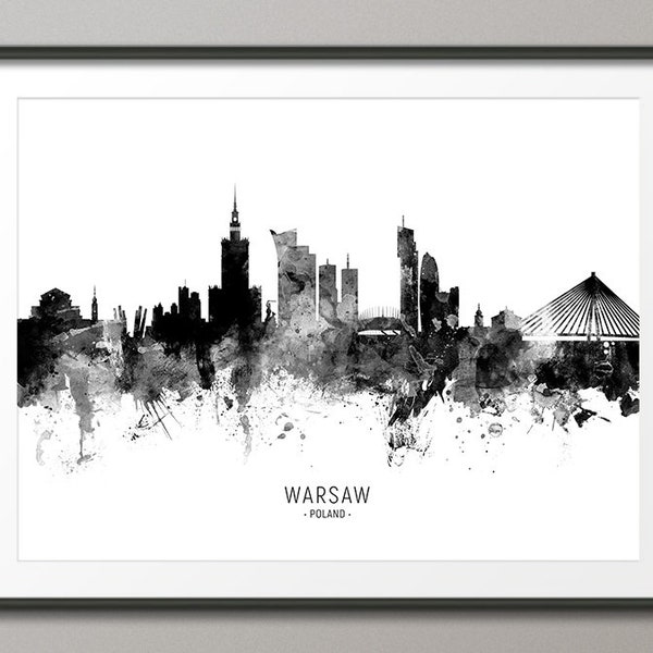 Warsaw Skyline, Warsaw Poland Cityscape Art Print Poster (11490)