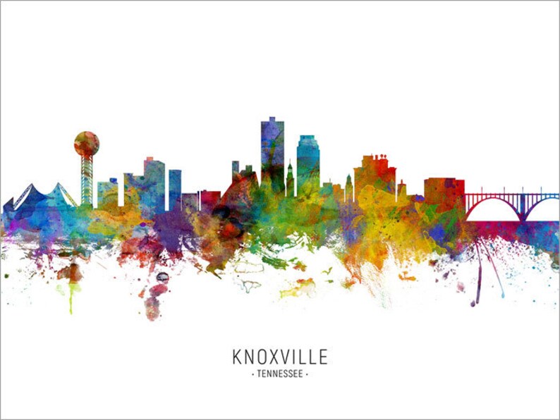 Knoxville Skyline Tennessee Cityscape Painting Art Print Etsy