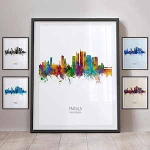 Manila Skyline, Manila Philippines Cityscape Art Print Poster Portrait PX (6384)