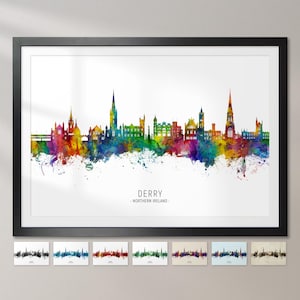 Derry Skyline Northern Ireland, Cityscape Painting Art Print Poster CX (24243)