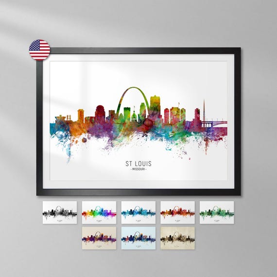 St Louis Skyline Missouri, Cityscape Art Print Poster YX (6609)