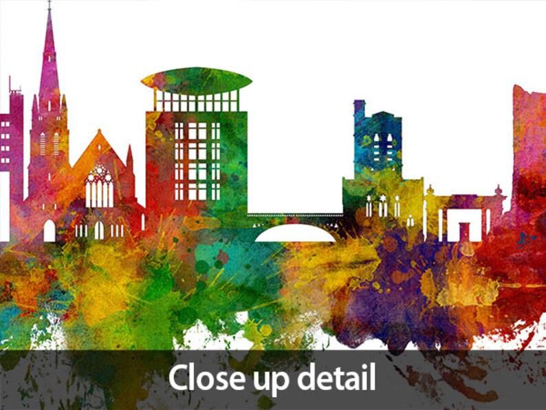 Guildford Skyline England Cityscape Painting Art Print Poster Etsy UK