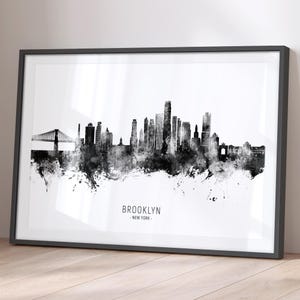 Brooklyn Skyline New York, Cityscape Painting Art Print Poster BX (29253)