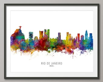 Rio de Janeiro Skyline Brazil, Cityscape Painting Art Print Poster CX (6686)
