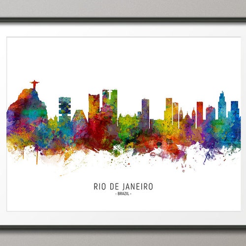 Rio De Janeiro Skyline Brazil Cityscape Painting Art Print - Etsy UK