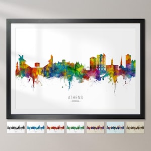 Athen Skyline Georgia, Stadtansicht Malerei Kunstdruck Poster CX (15285)