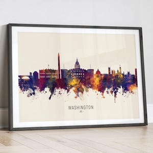 Washington skyline DC, stadsgezicht schilderij kunstafdruk poster LX (14995)