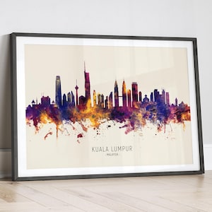 Kuala Lumpur Skyline Malaysia, Cityscape Painting Art Print Poster LX (30553)