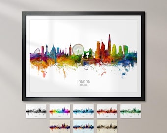 London Skyline England, Cityscape Art Print Poster KX (6481)
