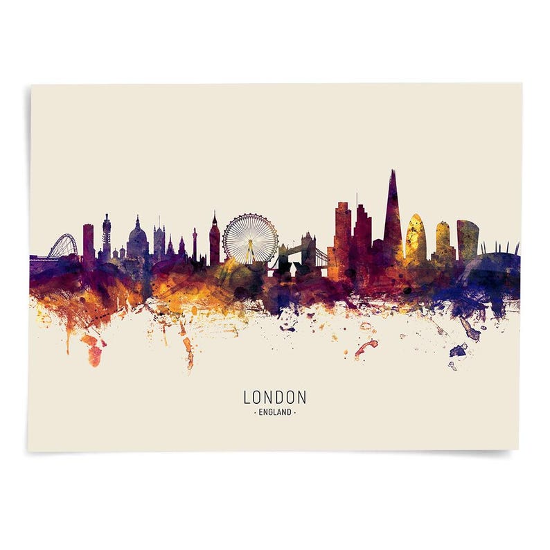 a watercolor painting of london england skyline