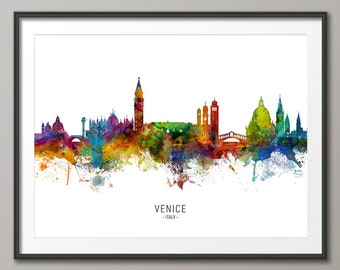 Venice Skyline Italy, Cityscape Painting Art Print Poster CX (6527)