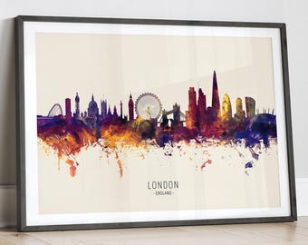 Horizonte de Londres, Inglaterra, Póster de impresión artística LX (14947)