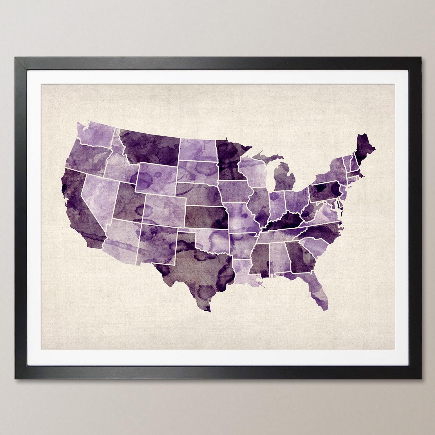Watercolor United States Map (USA), Art Print (573) - Etsy Israel