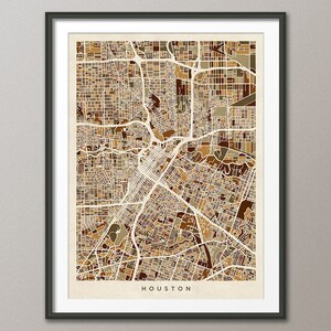 Houston Map,  Houston Texas City Street Map, Art Print (2052)