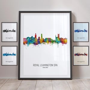 Royal Leamington Spa Skyline, Royal Leamington Spa England Cityscape Art Print Poster Portrait PX (28179)