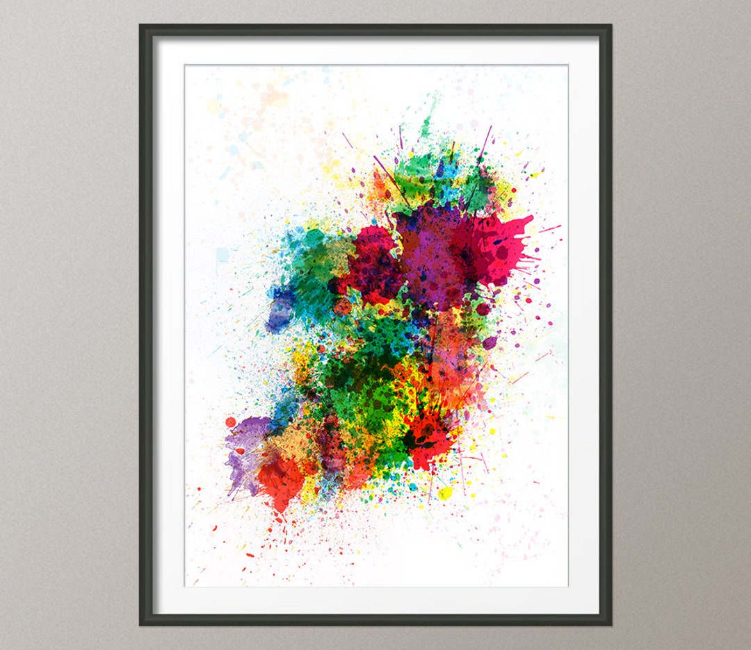 Ireland Map Paint Splashes, Art Print 514 - Etsy