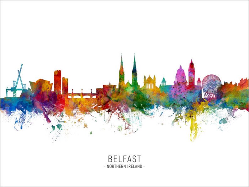Belfast Skyline Northern Ireland Cityscape Painting Art Print Etsy UK
