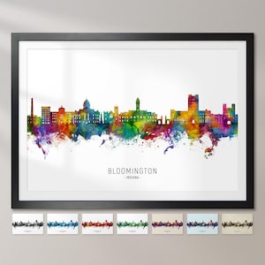 Bloomington Skyline Indiana, Cityscape Painting Art Print Poster CX (29965)