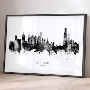 Melbourne Skyline Austrália, pintura de paisagem urbana, pôster de impressão artística BX (11475)