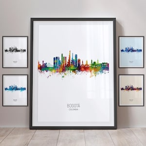 Bogota Skyline, Bogota Colombia Cityscape Art Print Poster Portrait PX (10727)