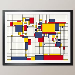 Weltkarte im Stil von Piet Mondrian, Art Print WM (202)